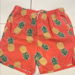 Old Navy Orange and Yellow Swim Trunks with Tropical Design